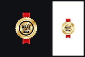 Luxus, Gold-Bestseller-Logo, Abzeichen, Medaillen-Design-Vektor