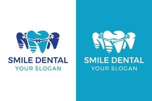 Smile Dental Logo, Family Dental Logo, Zahnzähne Smile Zahnarzt Logo, Zahnklinik Logotyp Konzept Symbol vektor