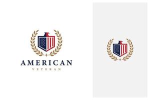 amerikanischer veteran schild patriotisches nationales emblem logo design vektor
