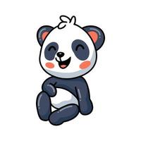 niedlicher sitzender und lachender Cartoon des kleinen Pandas vektor