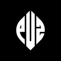 PVZ-Kreisbuchstaben-Logo-Design mit Kreis- und Ellipsenform. PVZ-Ellipsenbuchstaben mit typografischem Stil. Die drei Initialen bilden ein Kreislogo. PVZ-Kreis-Emblem abstrakter Monogramm-Buchstaben-Markierungsvektor. vektor