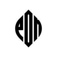 Pom-Kreis-Buchstaben-Logo-Design mit Kreis- und Ellipsenform. Pom-Ellipsenbuchstaben mit typografischem Stil. Die drei Initialen bilden ein Kreislogo. Pom-Kreis-Emblem abstrakter Monogramm-Buchstaben-Markierungsvektor. vektor