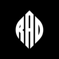 Rad-Kreis-Buchstaben-Logo-Design mit Kreis- und Ellipsenform. Rad-Ellipsenbuchstaben mit typografischem Stil. Die drei Initialen bilden ein Kreislogo. Rad-Kreis-Emblem abstrakter Monogramm-Buchstaben-Markierungsvektor. vektor