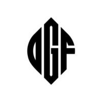 ogf-Kreisbuchstaben-Logo-Design mit Kreis- und Ellipsenform. ogf Ellipsenbuchstaben mit typografischem Stil. Die drei Initialen bilden ein Kreislogo. ogf Kreisemblem abstrakter Monogramm-Buchstabenmarkierungsvektor. vektor