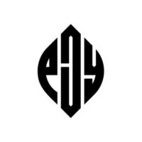 pjy-Kreis-Buchstaben-Logo-Design mit Kreis- und Ellipsenform. pjy Ellipsenbuchstaben mit typografischem Stil. Die drei Initialen bilden ein Kreislogo. pjy Kreisemblem abstrakter Monogramm-Buchstabenmarkierungsvektor. vektor