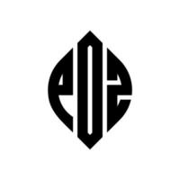 poz-Kreis-Buchstaben-Logo-Design mit Kreis- und Ellipsenform. poz Ellipsenbuchstaben mit typografischem Stil. Die drei Initialen bilden ein Kreislogo. poz Kreisemblem abstrakter Monogramm-Buchstabenmarkierungsvektor. vektor