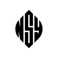 ns Kreisbuchstabe-Logo-Design mit Kreis- und Ellipsenform. nsy Ellipsenbuchstaben mit typografischem Stil. Die drei Initialen bilden ein Kreislogo. nsy Kreisemblem abstrakter Monogramm-Buchstabenmarkierungsvektor. vektor