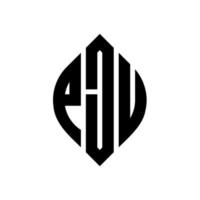 pju-Kreisbuchstaben-Logo-Design mit Kreis- und Ellipsenform. pju Ellipsenbuchstaben mit typografischem Stil. Die drei Initialen bilden ein Kreislogo. Pju-Kreis-Emblem abstrakter Monogramm-Buchstaben-Markierungsvektor. vektor