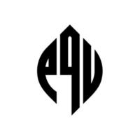 pq-Kreis-Buchstaben-Logo-Design mit Kreis- und Ellipsenform. pqu ellipsenbuchstaben mit typografischem stil. Die drei Initialen bilden ein Kreislogo. Pqu-Kreis-Emblem abstrakter Monogramm-Buchstaben-Markierungsvektor. vektor