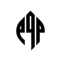 pqp cirkelbokstavslogotypdesign med cirkel och ellipsform. pqp ellipsbokstäver med typografisk stil. de tre initialerna bildar en cirkellogotyp. pqp cirkel emblem abstrakt monogram bokstav märke vektor. vektor