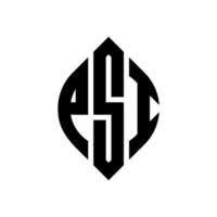 psi-Kreis-Buchstaben-Logo-Design mit Kreis- und Ellipsenform. Psi-Ellipsenbuchstaben mit typografischem Stil. Die drei Initialen bilden ein Kreislogo. Psi-Kreis-Emblem abstrakter Monogramm-Buchstaben-Markenvektor. vektor