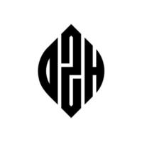 ozh cirkel bokstavslogotyp design med cirkel och ellipsform. ozh ellips bokstäver med typografisk stil. de tre initialerna bildar en cirkellogotyp. ozh cirkel emblem abstrakt monogram brev märke vektor. vektor