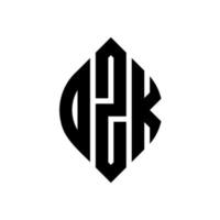 ozk-Kreisbuchstaben-Logo-Design mit Kreis- und Ellipsenform. ozk Ellipsenbuchstaben mit typografischem Stil. Die drei Initialen bilden ein Kreislogo. ozk-Kreis-Emblem abstrakter Monogramm-Buchstaben-Markenvektor. vektor