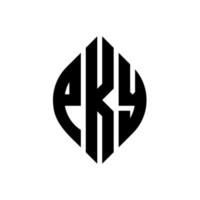 Pky-Kreis-Buchstaben-Logo-Design mit Kreis- und Ellipsenform. pky Ellipsenbuchstaben mit typografischem Stil. Die drei Initialen bilden ein Kreislogo. Pky-Kreis-Emblem abstrakter Monogramm-Buchstaben-Markenvektor. vektor