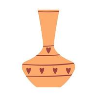 leere gelbe Blumenvase mit Herzen im Boho-Stil. ein einfaches, niedliches Dekorationselement. Vektor-Illustration isoliert auf weißem Hintergrund. vektor