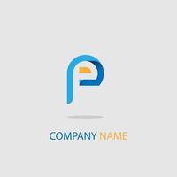 Logo Icon Design Buchstabe p trendy 3d Falten Papierform Luxus blau orange Farbe einfach elegant, Vektor eps 10