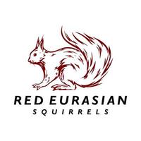 ekorrar röd eurasiska logotyp mönster ikon vektor