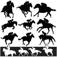 häst ryttare livsstil i siluett vektor