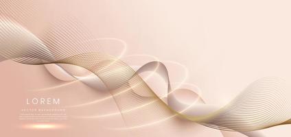 abstrakt lyx rosa guld rosa flödande våglinjer bakgrund med ljuseffekt. lyx malldesign. vektor