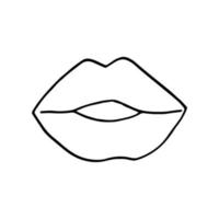 Lippen-Symbol. Mundillustrationshand gezeichnet in Gekritzelart. strichzeichnungen, nordisch, skandinavisch, minimalismus, einfarbiger aufkleber vektor