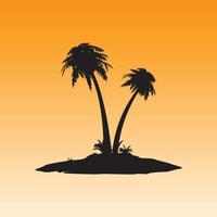 palmträd ö i siluett vektor
