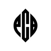 Pcb-Kreisbuchstaben-Logo-Design mit Kreis- und Ellipsenform. pcb-ellipsenbuchstaben mit typografischem stil. Die drei Initialen bilden ein Kreislogo. PWB-Kreis-Emblem abstrakter Monogramm-Buchstaben-Markierungsvektor. vektor