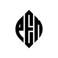 pem-Kreis-Buchstaben-Logo-Design mit Kreis- und Ellipsenform. pem-ellipsenbuchstaben mit typografischem stil. Die drei Initialen bilden ein Kreislogo. PEM-Kreis-Emblem abstrakter Monogramm-Buchstaben-Markierungsvektor. vektor