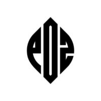 pdz-Kreisbuchstaben-Logo-Design mit Kreis- und Ellipsenform. Pdz-Ellipsenbuchstaben mit typografischem Stil. Die drei Initialen bilden ein Kreislogo. Pdz-Kreis-Emblem abstrakter Monogramm-Buchstaben-Markierungsvektor. vektor