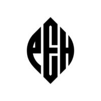 peh-Kreis-Buchstaben-Logo-Design mit Kreis- und Ellipsenform. peh ellipsenbuchstaben mit typografischem stil. Die drei Initialen bilden ein Kreislogo. peh-Kreis-Emblem abstrakter Monogramm-Buchstaben-Markierungsvektor. vektor