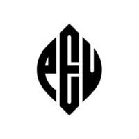 pev-Kreis-Buchstaben-Logo-Design mit Kreis- und Ellipsenform. PEV-Ellipsenbuchstaben mit typografischem Stil. Die drei Initialen bilden ein Kreislogo. PEV-Kreis-Emblem abstrakter Monogramm-Buchstaben-Markierungsvektor. vektor