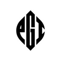 PGI-Kreis-Buchstaben-Logo-Design mit Kreis- und Ellipsenform. pgi-ellipsenbuchstaben mit typografischem stil. Die drei Initialen bilden ein Kreislogo. PGI-Kreis-Emblem abstrakter Monogramm-Buchstaben-Markenvektor. vektor