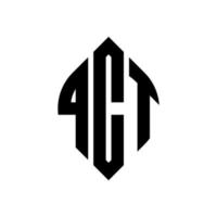 QCT-Kreisbuchstaben-Logo-Design mit Kreis- und Ellipsenform. qct Ellipsenbuchstaben mit typografischem Stil. Die drei Initialen bilden ein Kreislogo. qct-Kreis-Emblem abstrakter Monogramm-Buchstaben-Markierungsvektor. vektor