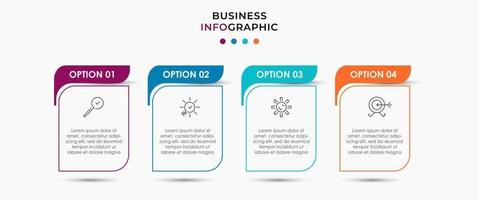 Vektor-Infografik-Design-Geschäftsvorlage mit Symbolen und 4 Optionen oder Schritten. vektor