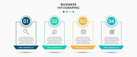 Vektor-Infografik-Design-Geschäftsvorlage mit Symbolen und 4 Optionen oder Schritten. vektor