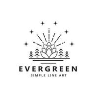 pinjegrön gran hemlock skog tallar vintage retro hipster line art logotypdesign vektor