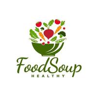 Home Kitchen Logo mit Gemüseschale und Kochen mit gesunden, nahrhaften Lebensmitteln vektor