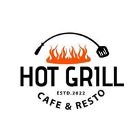 vintage grill grill hot girl logotyp, brand låga logotyp design vektor mall