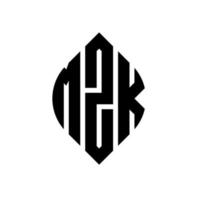 mzk-Kreisbuchstaben-Logo-Design mit Kreis- und Ellipsenform. mzk Ellipsenbuchstaben mit typografischem Stil. Die drei Initialen bilden ein Kreislogo. mzk-Kreis-Emblem abstrakter Monogramm-Buchstaben-Markierungsvektor. vektor