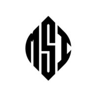 msi-Kreisbuchstaben-Logo-Design mit Kreis- und Ellipsenform. msi Ellipsenbuchstaben mit typografischem Stil. Die drei Initialen bilden ein Kreislogo. MSI-Kreis-Emblem abstrakter Monogramm-Buchstaben-Markierungsvektor. vektor