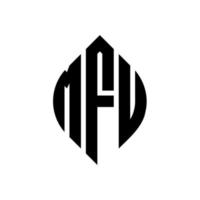 MFU-Kreisbuchstaben-Logo-Design mit Kreis- und Ellipsenform. MFU-Ellipsenbuchstaben mit typografischem Stil. Die drei Initialen bilden ein Kreislogo. MFU-Kreis-Emblem abstrakter Monogramm-Buchstaben-Markierungsvektor. vektor