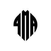 qma-Kreisbuchstaben-Logo-Design mit Kreis- und Ellipsenform. qma Ellipsenbuchstaben mit typografischem Stil. Die drei Initialen bilden ein Kreislogo. qma-Kreis-Emblem abstrakter Monogramm-Buchstaben-Markenvektor. vektor