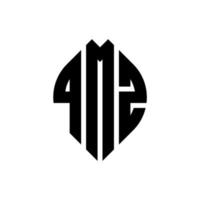 qmz-Kreisbuchstaben-Logo-Design mit Kreis- und Ellipsenform. qmz Ellipsenbuchstaben mit typografischem Stil. Die drei Initialen bilden ein Kreislogo. qmz-Kreis-Emblem abstrakter Monogramm-Buchstaben-Markenvektor. vektor