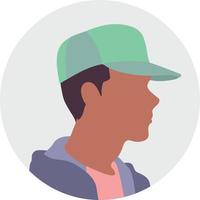 avatar eines jungen mannes in einer cap.vektorillustration im flachen stil. vektor