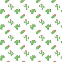 grön kaktus i platt stil och sömlöst mönster med ljus bakgrundsdräkt för utskrivbara och dekorativa. vektor mall.