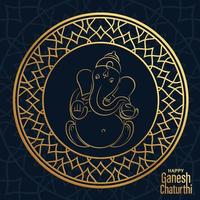 glad festival av ganesh chaturthi med guld lord ganesha illustration med indiska inslag på pappersfärgbakgrund vektor