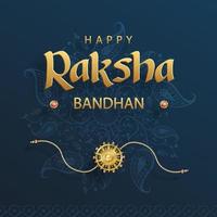 fröhliches raksha bandhan, das indische fest, mit rakhi-elementen und kristall auf farbigem hintergrund vektor