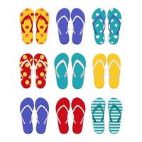 Paar Strandschuhe. Sammlung von Mode-Flip-Flops. flache vektorillustration vektor