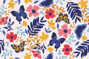 nahtloses Muster mit Schmetterlingen und Blumen. Vektorgrafiken. vektor