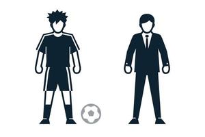 Fußballspieler, Leute und Kleidungsikonen mit weißem Hintergrund vektor