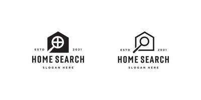 Immobiliensuche-Logo eines Hauses mit Lupe vektor